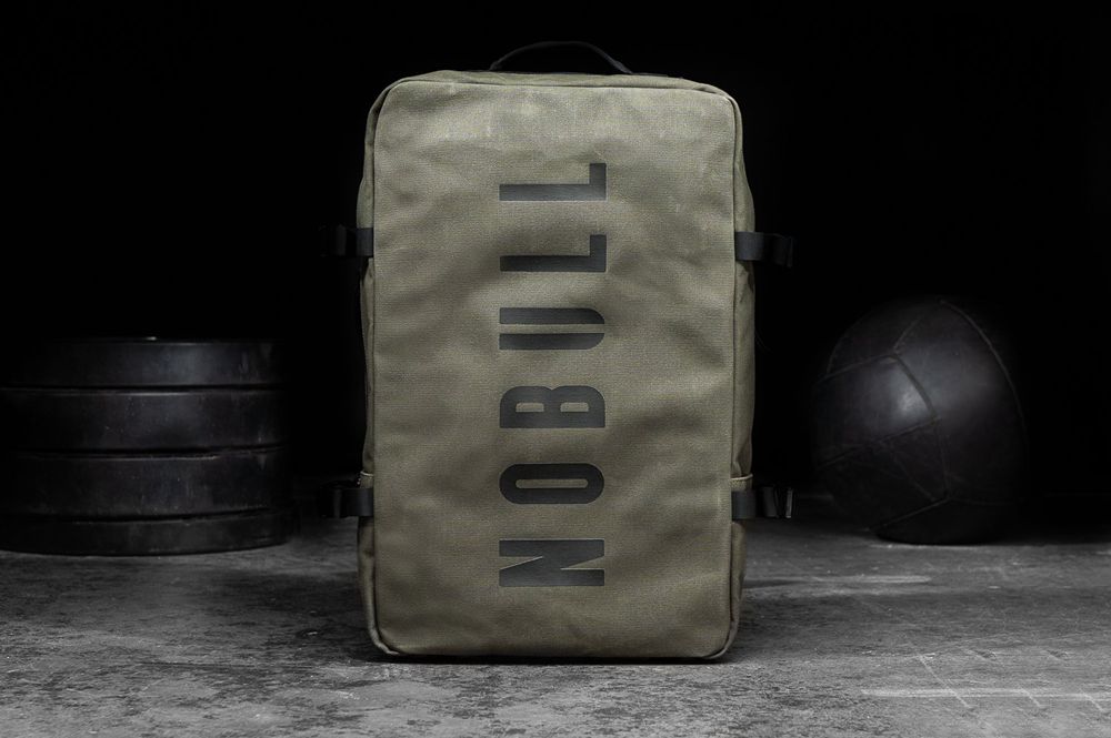 NOBULL Waxed Canvas Backpacks - Army - Ireland (2107YFETZ)